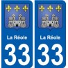 33 La Réole blason ville autocollant plaque stickers