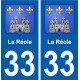 33 La Réole blason ville autocollant plaque stickers