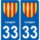 33 Langon blason ville autocollant plaque stickers