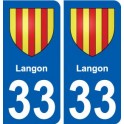 33 Langon blason ville autocollant plaque stickers