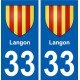 33 Langon blason ville autocollant plaque stickers