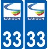 33 Langon logo ville autocollant plaque stickers