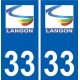 33 Langon logo ville autocollant plaque stickers