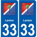 33 Lanton blason ville autocollant plaque stickers