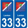 33 Lanton blason ville autocollant plaque stickers