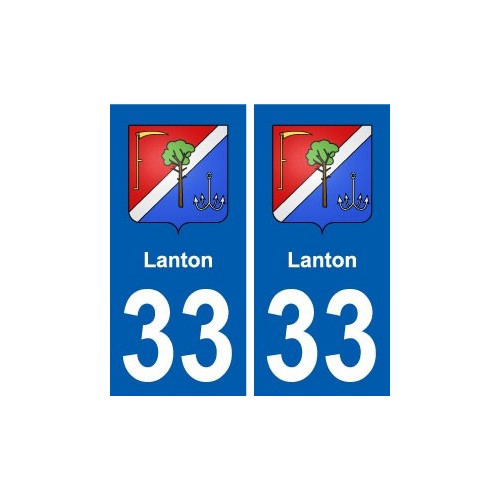 33 Lanton blason ville autocollant plaque stickers