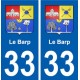 33 Le-Barp blason ville autocollant plaque stickers