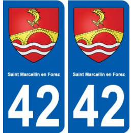 42 Saint-Marcellin-en-Forez blason ville autocollant plaque stickers