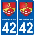 42 Saint-Marcellin-en-Forez blason ville autocollant plaque stickers