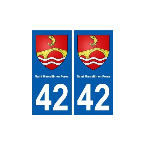 42 Saint-Marcellin-en-Forez blason ville autocollant plaque stickers