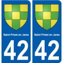 42 Saint-Priest-en-Jarez blason ville autocollant plaque stickers