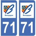 71 Saône et Loire autocollant plaque
