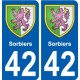 42 Sorbiers blason ville autocollant plaque stickers