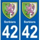 42 Sorbiers blason ville autocollant plaque stickers
