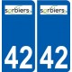 42 Sorbiers logo ville autocollant plaque stickers