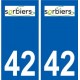 42 Sorbiers logo ville autocollant plaque stickers