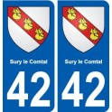 42 Sury-le-Comtal blason ville autocollant plaque stickers
