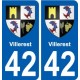 42 Villerest blason ville autocollant plaque stickers