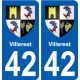42 Villerest blason ville autocollant plaque stickers