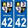 42 Villerest blason ville autocollant plaque stickers