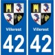 42 Villerest blason ville autocollant plaque stickers