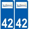 42 Villerest logo ville autocollant plaque stickers