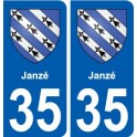 35 Janzé blason autocollant plaque stickers ville