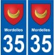 35 Mordelles blason autocollant plaque stickers ville