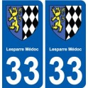 33 Lesparre-Médoc blason ville autocollant plaque stickers