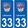 33 Libourne blason ville autocollant plaque stickers