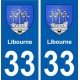 33 Libourne blason ville autocollant plaque stickers