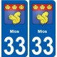 33 Mios blason ville autocollant plaque stickers