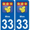 33 Mios blason ville autocollant plaque stickers