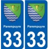 33 Parempuyre blason ville autocollant plaque stickers