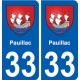 33 Pauillac blason ville autocollant plaque stickers