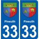 33 Pineuilh blason ville autocollant plaque stickers