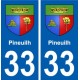 33 Pineuilh blason ville autocollant plaque stickers