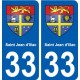 33 Saint-Jean-d'Illac  blason ville autocollant plaque stickers