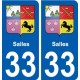 33 Salles blason ville autocollant plaque stickers