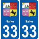 33 Salles blason ville autocollant plaque stickers