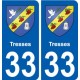 33 Tresses blason ville autocollant plaque stickers
