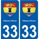 33 Villenave-d'Ornon blason ville autocollant plaque stickers