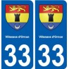 33 Villenave-d'Ornon blason ville autocollant plaque stickers