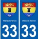 33 Villenave-d'Ornon blason ville autocollant plaque stickers