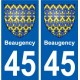 45 Beaugency ville blason autocollant plaque