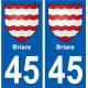 45 Briare ville blason autocollant plaque