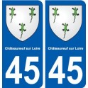 45 Châteauneuf-sur-Loire ville blason autocollant plaque