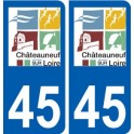 45 Châteauneuf-sur-Loire ville logo autocollant plaque