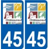 45 Châteauneuf-sur-Loire ville logo autocollant plaque