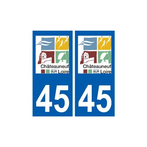 45 Châteauneuf-sur-Loire ville logo autocollant plaque